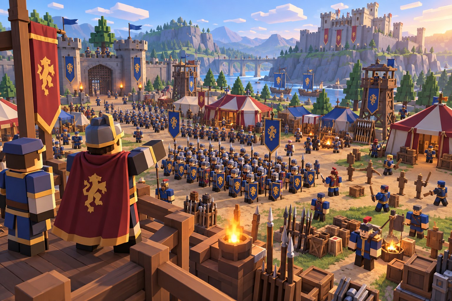 A large army gathered in a fortified war camp