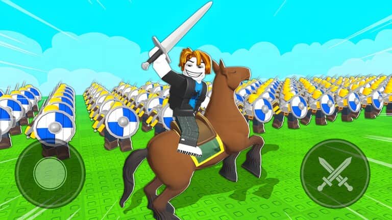 Mounted commander leading blue shield troops in official Command An Army media